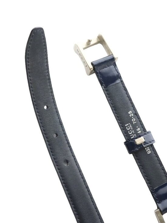 Gucci Narrow Belt Navy Silver Color SS main image 5